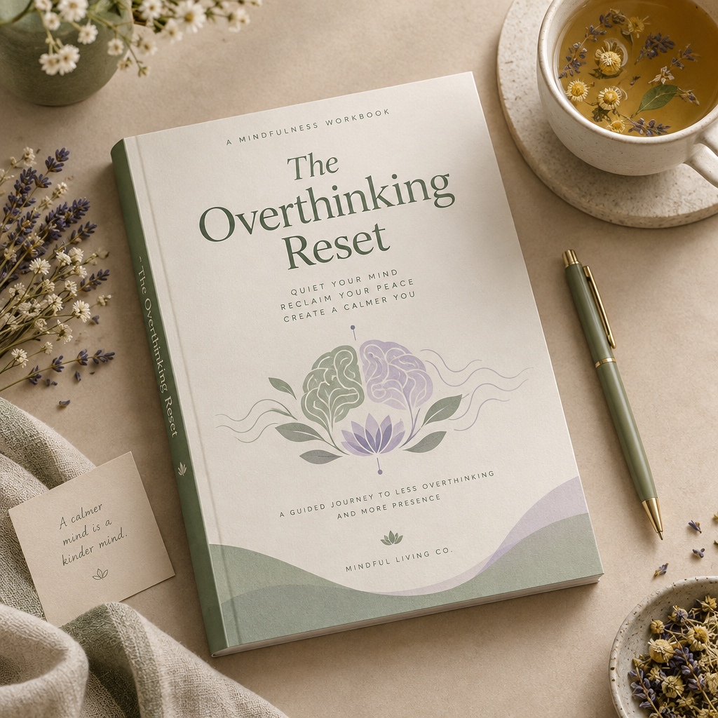 The Overthinking Reset interactive workbook PDF cover mockup