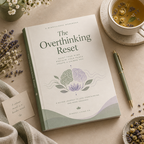 The Overthinking Reset interactive workbook PDF cover mockup