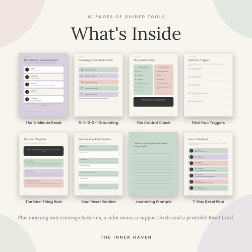 The Emotional Reset | Guided Workbook for Calmer Days (Printable + Fillable PDF)