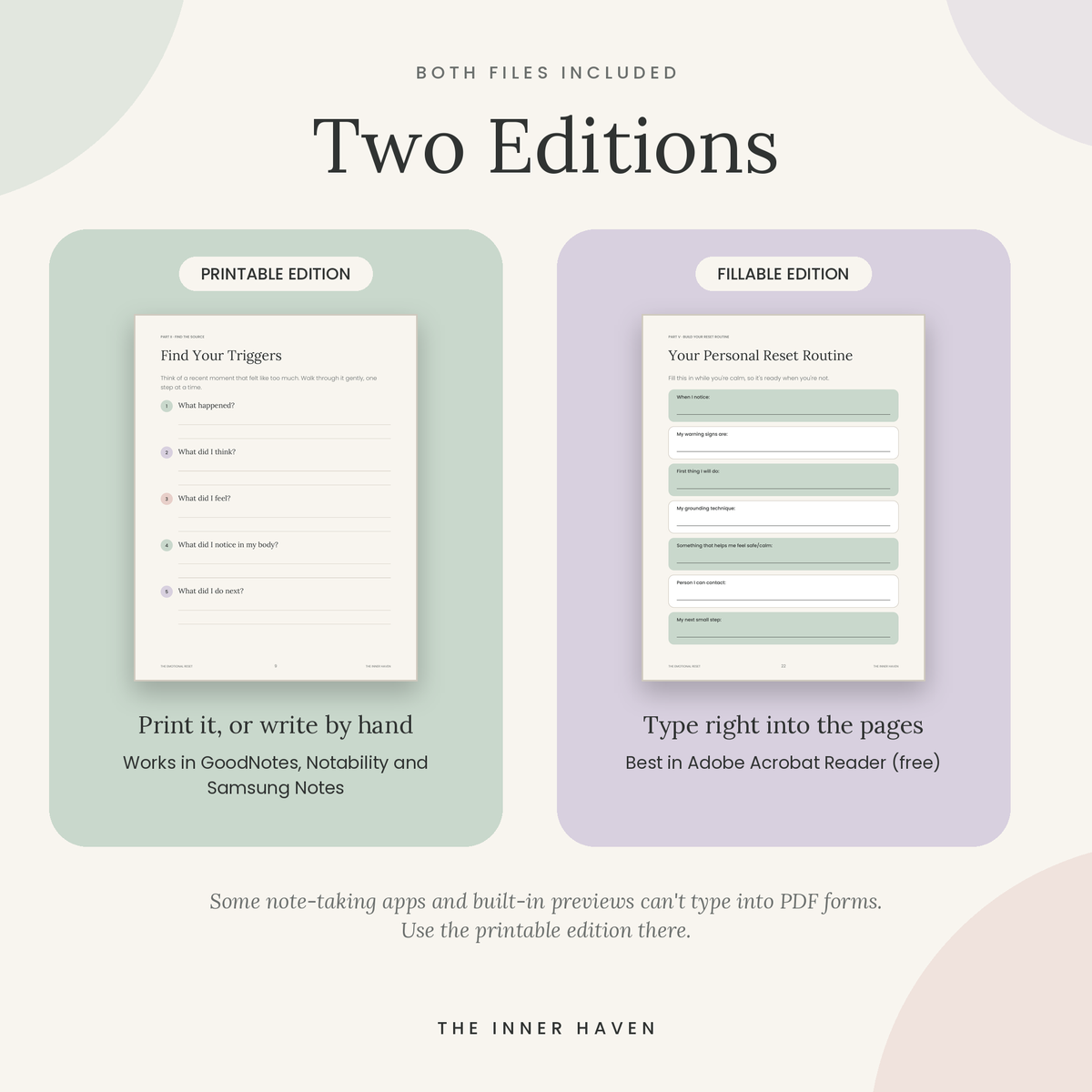 The Emotional Reset | Guided Workbook for Calmer Days (Printable + Fillable PDF)