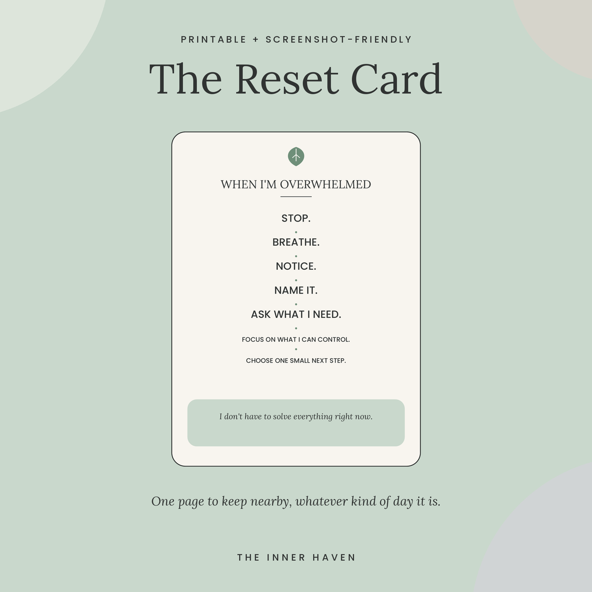 The Emotional Reset | Guided Workbook for Calmer Days (Printable + Fillable PDF)