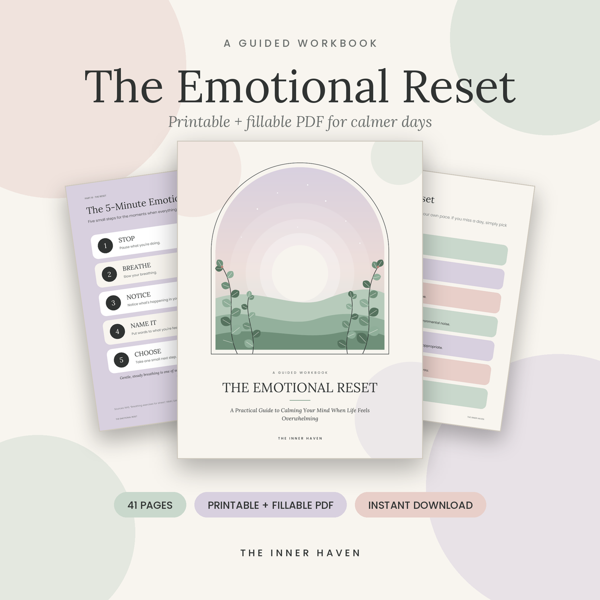 The Emotional Reset | Guided Workbook for Calmer Days (Printable + Fillable PDF)